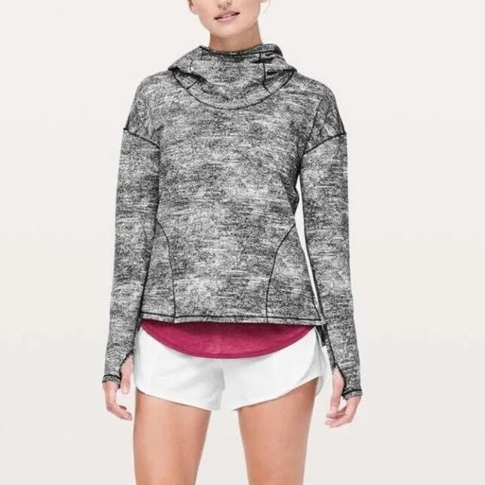 Lululemon Hoodie Forever Endeavour Long Sleeve in Rush Jacquard Black White 6